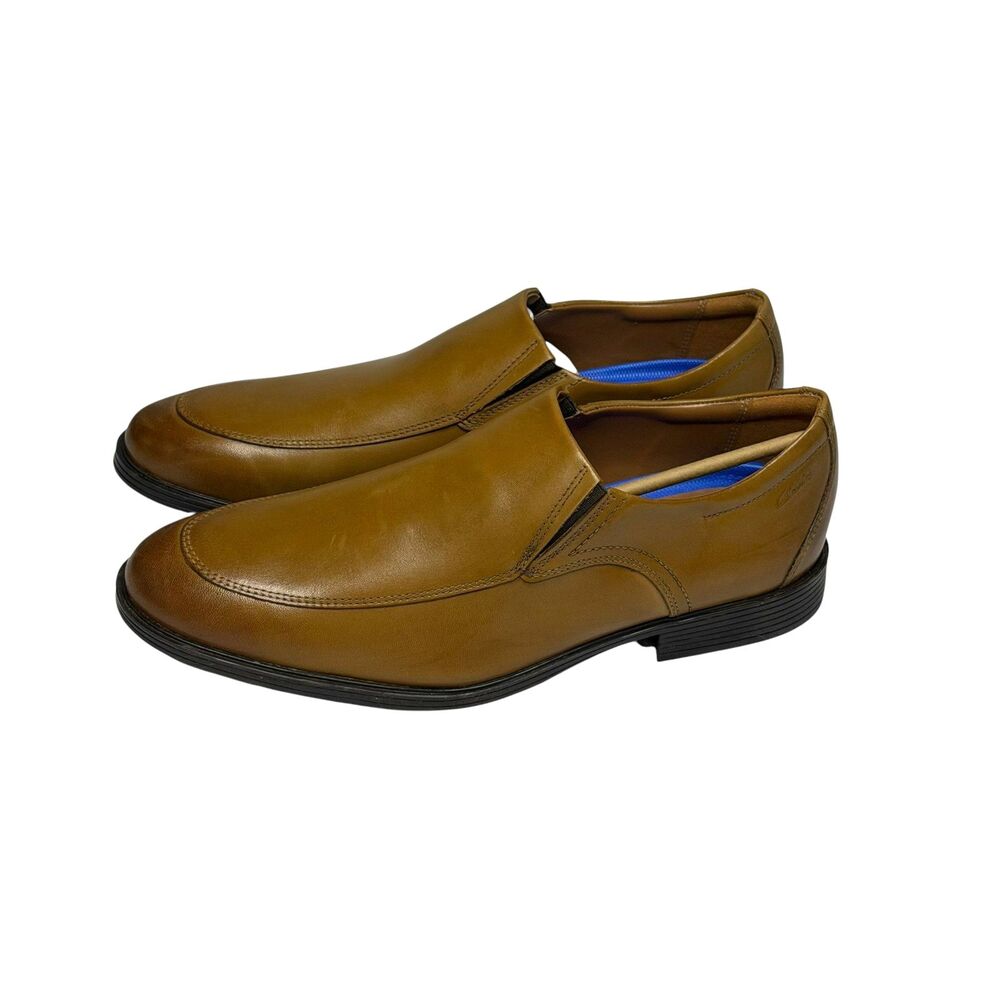 Clarks Collection Whiddon Step Leather Loafers Shoes Men Dark Tan 11.5 W
